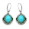 6.36 CTW Genuine Turquoise & Chrome Diopside .925 Sterling Silver Earrings
