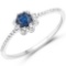 0.34 CTW Genuine Blue Sapphire and White Diamond 14K White Gold Ring
