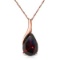 14K Solid Rose Gold Necklace with pearll Shape Natural Garnet