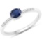 0.38 CTW Genuine Blue Sapphire and White Diamond 14K White Gold Ring