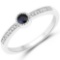 0.17 CTW Genuine Blue Sapphire and White Diamond 14K White Gold Ring
