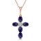 1.88 Carat 14K Solid Rose Gold Cross Necklace Natural Diamond Sapphire