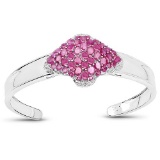 7.38 CTW Glass Filled Ruby Ruby and White Topaz .925 Sterling Silver Bangle