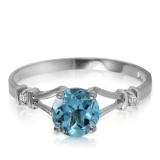 1.02 CTW 14K Solid White Gold Reveal How Blue Topaz Diamond Ring