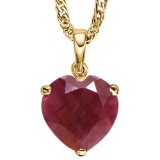 0.9 CTW RUBY 10K SOLID YELLOW GOLD HEART SHAPE PENDANT