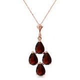 1.5 Carat 14K Solid Rose Gold Necklace Natural Garnet