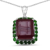 8.00 CTW Genuine Ruby & Chrome Diopside .925 Sterling Silver Pendant