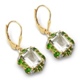 14K Yellow Gold Plated 5.60 CTW Genuine Amethyst Chrome Diopside & White Topaz .925 Sterling Silver