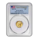 2016-W 1/10 oz Gold Mercury Dime Coin PCGS SP70