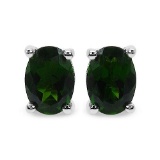 0.94 CTW Genuine Chrome Diopside .925 Sterling Silver Earrings