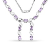 6.45 CTW Genuine Amethyst .925 Sterling Silver Necklace