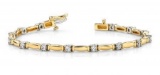 14K YELLOW GOLD 1 CTW G-H SI2/SI3 SHINY COLUMN LINK DIAMOND BRACELET