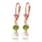 5.2 Carat 14K Solid Rose Gold Leverback Earrings pearl Peridot