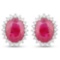 2.85 CTW Genuine Ruby and White Diamond 14K White Gold Earrings