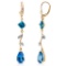 3.97 Carat 14K Solid Gold Chandelier Earrings Natural Diamond Blue Topaz