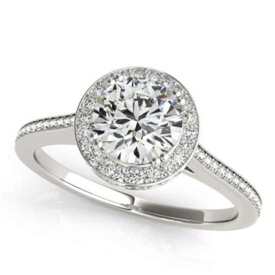 CERTIFIED PLATINUM 1.39 CTW G-H/VS-SI1 DIAMOND HALO ENGAGEMENT RING