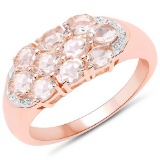 14K Rose Gold Plated 1.50 CTW Genuine Morganite .925 Sterling Silver Ring