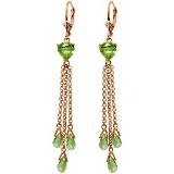 14K Solid Rose Gold Chandelier Earrings with Briolette Peridots