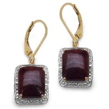 14K Yellow Gold Plated 14.00 CTW Genuine Dyed Ruby Sterling Silver Earrings