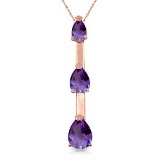 14K Solid Rose Gold Necklace with Natural Purple Amethyst