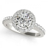 CERTIFIED PLATINUM 1.03 CTW G-H/VS-SI1 DIAMOND HALO ENGAGEMENT RING