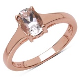 14K Rose Gold Plated 0.70 CTW Genuine Morganite .925 Sterling Silver Ring