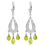 3.75 CTW 14K Solid White Gold Chandelier Earrings Natural Peridot