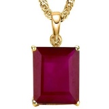 1.4 CTW RUBY 10K SOLID YELLOW GOLD OCTAGON SHAPE PENDANT