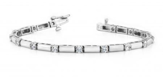 14K WHITE GOLD 1 CTW G-H VS2/SI1 DIAMOND AND BAR BRACELET