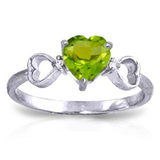 0.96 Carat 14K Solid White Gold Have The Stage Peridot Diamond Ring