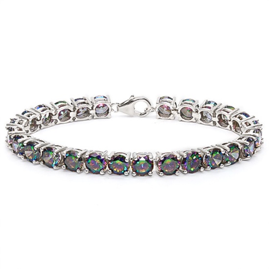 27 CT CREATED MYSTICS 925 STERLING SILVER TENNIS BRACELET IN ROUDN SHAPE