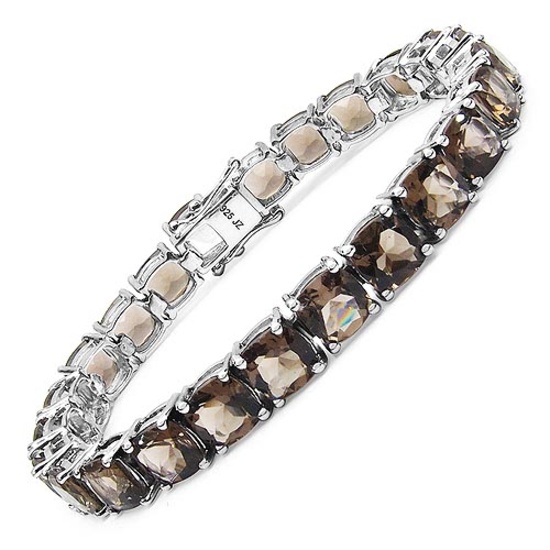 33.60 CTW Genuine Smoky Topaz .925 Streling Silver Bracelet