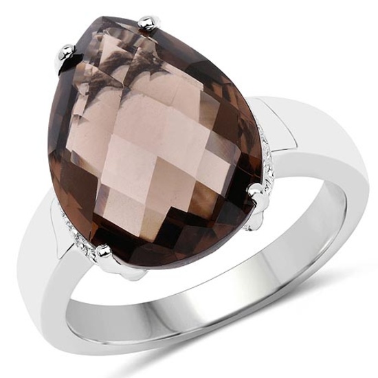 6.85 CTW Genuine Smoky Quartz .925 Sterling Silver Ring