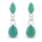 1.03 CTW Genuine Emerald and White Diamond 10K White Gold Earrings
