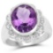 4.04 CTW Genuine Amethyst and White Topaz .925 Sterling Silver Ring