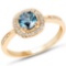 0.81 CTW Genuine London Blue Topaz and White Diamond 14K Yellow Gold Ring