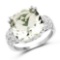 5.52 CTW Genuine Green Amethyst and White Diamond .925 Sterling Silver Ring