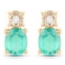 0.63 CTW Genuine Zambian Emerald and White Diamond 14K Yellow Gold Earrings