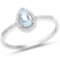 0.46 CTW Genuine Aquamarine and White Diamond 14K White Gold Ring