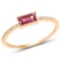 0.47 CTW Genuine Pink Tourmaline and White Diamond 14K Yellow Gold Ring