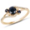 0.74 CTW Genuine Blue Sapphire and White Diamond 14K Yellow Gold Ring