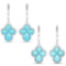 3.93 CTW Genuine Turquoise and White Zircon .925 Sterling Silver Earrings