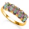 2.0 CT MYSTIC GEMSTONE 10KT SOLID YELLOW GOLD RING
