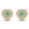 0.60 CTW Genuine Zambian Emerald and White Diamond 14K Yellow Gold Earrings
