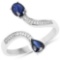 0.77 CTW Genuine Blue Sapphire and White Diamond 14K White Gold Ring
