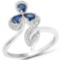 0.57 CTW Genuine Blue Sapphire and White Diamond 14K White Gold Ring
