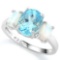 3 1/5 CT BABY SWISS BLUE TOPAZ & 1 1/5 CT CREATED FIRE OPAL 925 STERLING SILVER RING