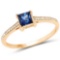 0.67 CTW Genuine Blue Sapphire and White Diamond 14K Yellow Gold Ring