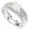 1.58 CTW WHITE TOPAZ & CREATED WHITE SAPPHIRE 925 STERLING SILVER RING