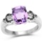 1.60 CTW Genuine Amethyst and Black Spinel .925 Sterling Silver Ring